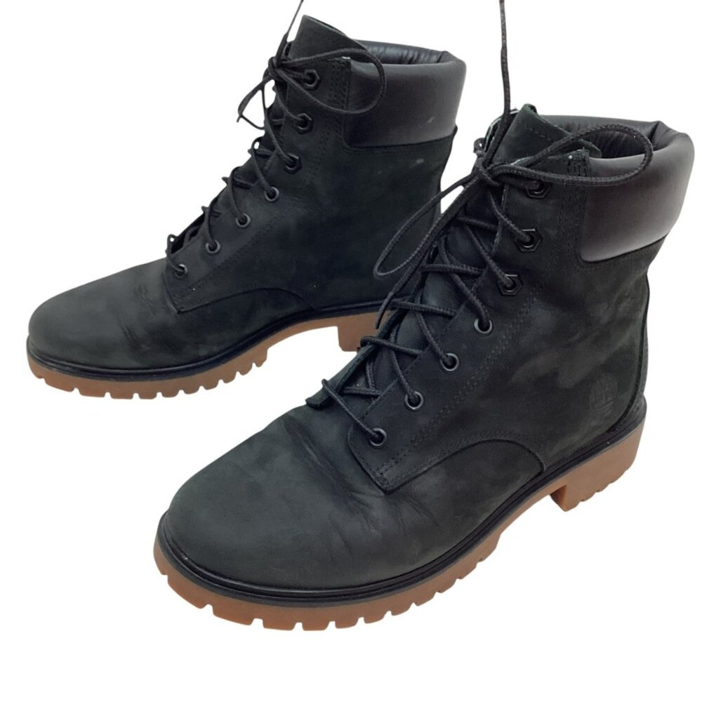 Timberland Nubuck Leather Womens 7 Lace-Up Boots Black